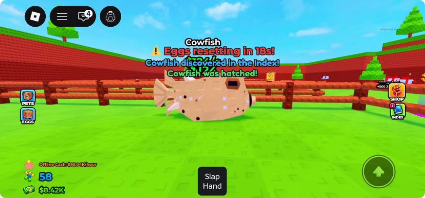 Cowfish hatch result in recorded gameplay