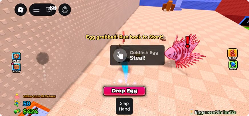 Goldfish Egg pickup in the Coral Reef area