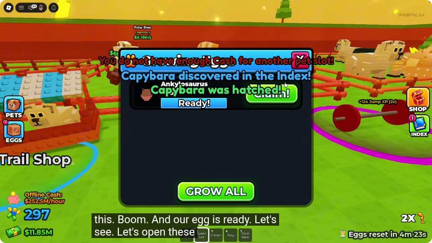 Capybara hatch confirmation in Jump for Animals