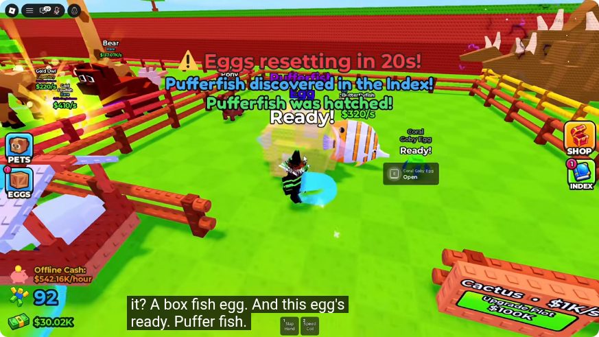 Coral Goby Egg ready to open at a player plot