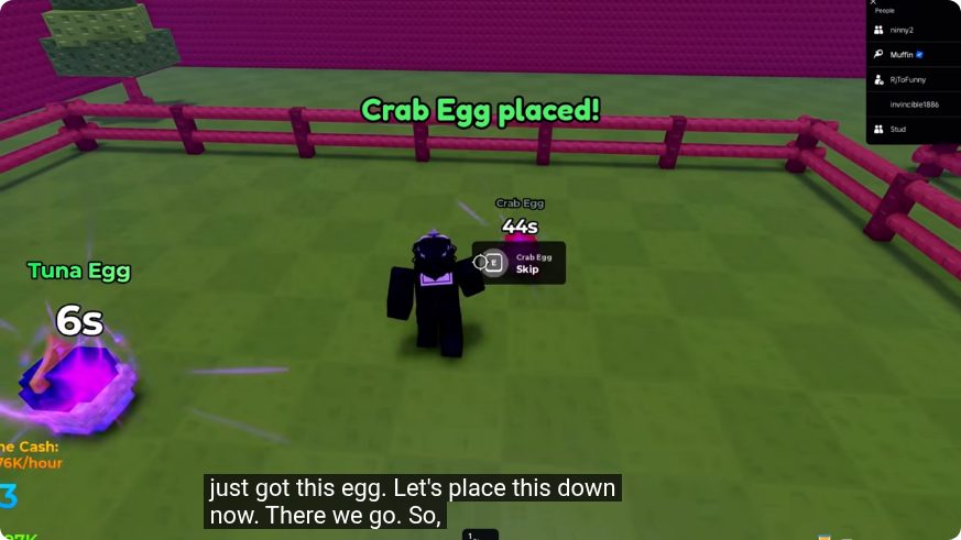 Crab Egg placed with 44 seconds remaining