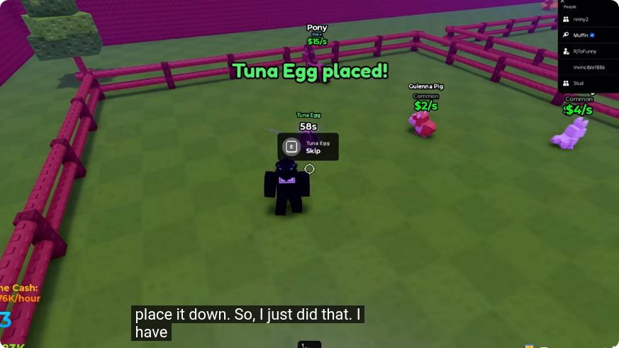 Tuna Egg placed with 58 seconds remaining