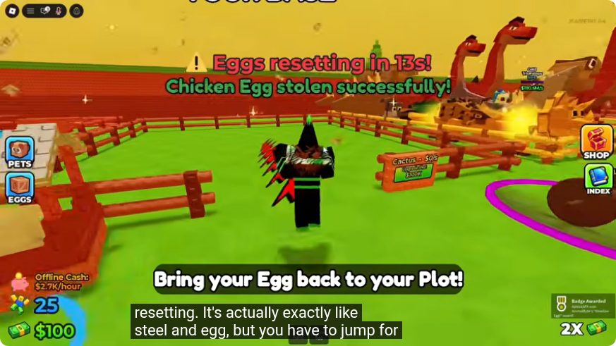 Chicken Egg return on the Meadow starting route