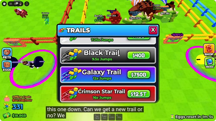 Late-game Trails shop prices in Jump for Animals